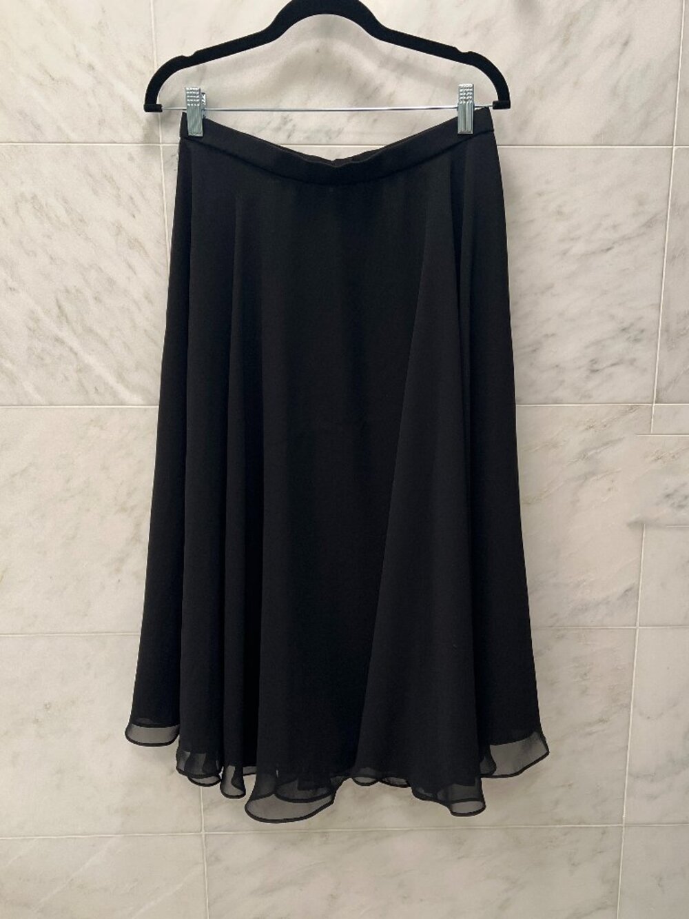 Lord & Taylor black chiffon circle skirt with sheer overlay – Vintage size 12 (f